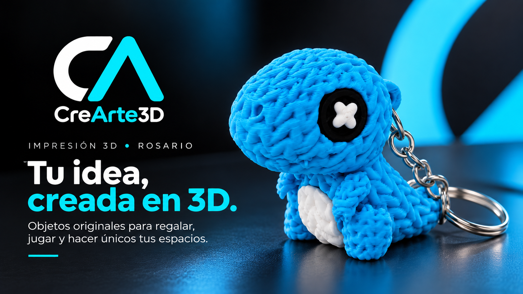 CreArte3D · Impresión 3D Rosario — Tu idea, creada en 3D. Llavero Dino Tejido